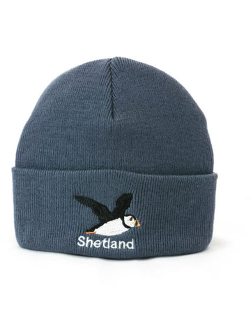 Cuffed Beanie with Flying Puffin Embroidery
